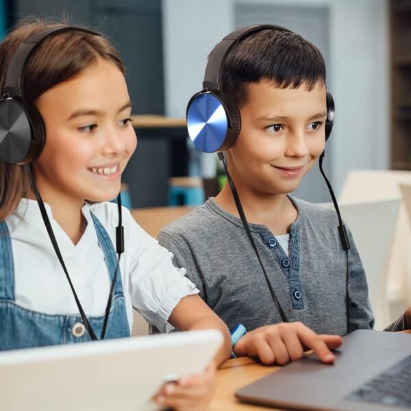 Premium Classroom Headphone with Microphone (5 Pack) - Kids Wired Earphones with Mic for School Students K-12 & Teachers, Soft Swivel On Ear Pads- Perfect for E-Learning, Meetings, Calls -(Colorful) - Image 7