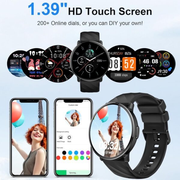 Smart Watch for Men Women with Call Text Reminder, Smartwatch 1.39" Touch Screen, Fitness Watch with Heart Rate/Sleep/Steps/Calories Monitor, 112+ Sport Mode, IP68 Waterproof Activity Trackers - Image 5