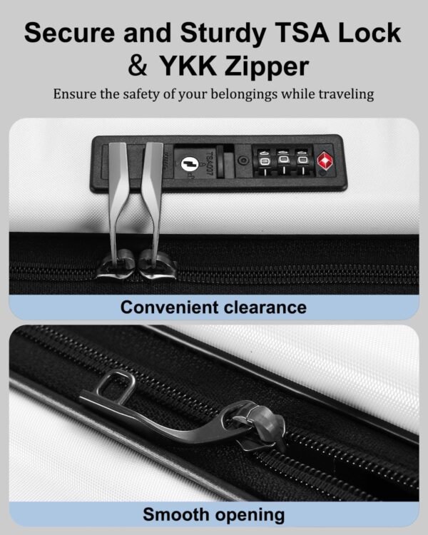 Expandable Checked Luggage, 28 Inch Luggage with Spinner Wheels, Lightweight ABS+PC Hard Shell Large Suitcase with Top Opening, TSA Lock (White, 1PC) - Image 5