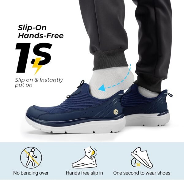 FitVille Men's Extra Wide Slip on Walking Shoes, Breathable Hands Free Slip on Sneakers, Comfortable Orthopedic Shoes for Standing All Day - Step Ease V1 - Image 2