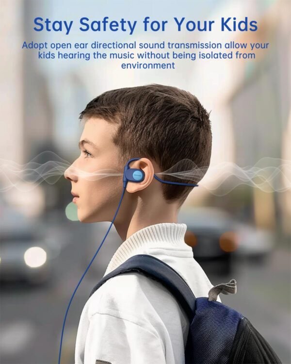 Kid Headphones for School, Air Conduction Open Ear Headphones, 3.5mm Jack Wired Cord, Ultra-Comfort, Ergonomic and Lightweight Design Perfect for School and Outdoor Activities-Blue - Image 4
