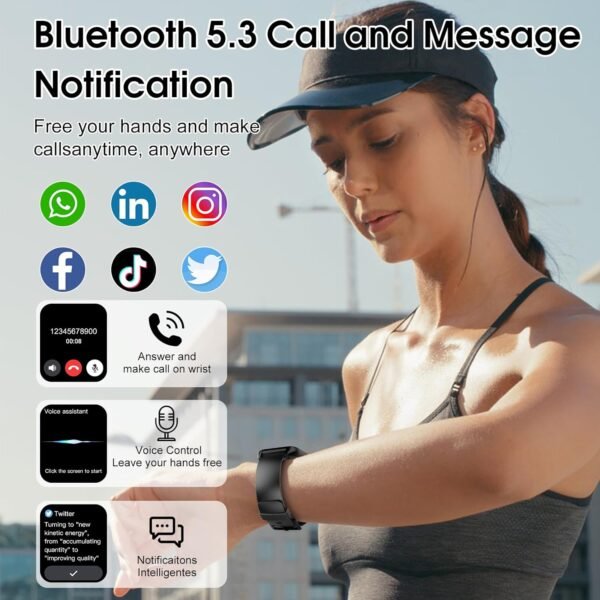 Smart Watch for Men Women, 1.85" Smartwatch (Answer/Make Call), 2025 Fitness Activity Tracker, 110+ Sport Modes/Heart Rate/Sleep Monitor/Pedometer, IP68 Waterproof Fitness Watch for Android iOS, Black - Image 3