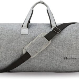 Modoker Convertible Garment Bag with Shoulder Strap, Carry on Garment Duffel Bag for Men Women - 2 in 1 Hanging Suitcase Suit Travel Bags (Grey)