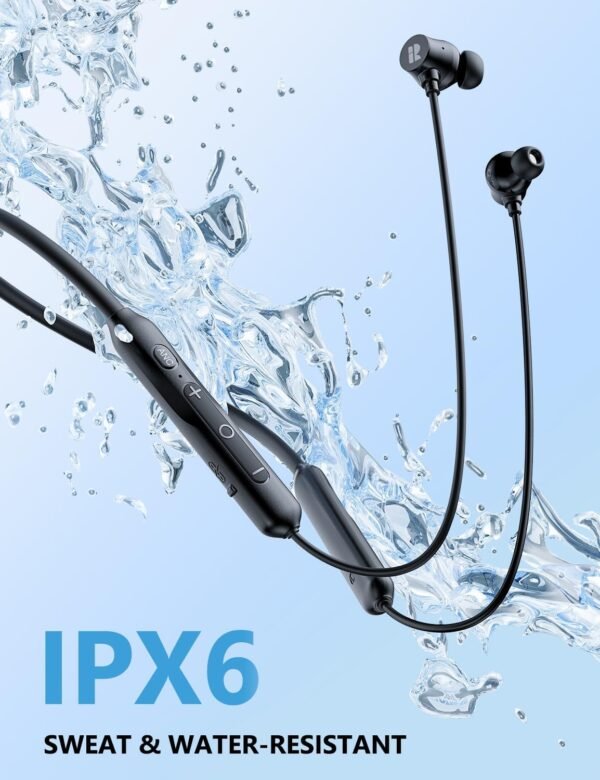 Active Noise Cancelling Headphones, Wireless V5.3 Bluetooth Headphones with 3 AI Mics ENC, In-ear Magnetic Neckband Earbuds 60Hrs Playtime, IPX6 Sweatproof ANC Earphones for Travel Home Office - Image 6