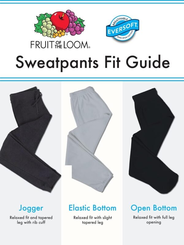 Fruit of the Loom Eversoft Fleece Elastic Bottom Sweatpants with Pockets, Relaxed Fit, Moisture Wicking, Breathable - Image 4