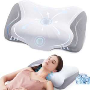 Ultra Pain Relief Sleeping Cervical Neck Pillow, Cooling Memory Foam Pillows for Neck Support, Ergonomic Contour Zoned Fits Side Back Stomach Sleeper (Gray)