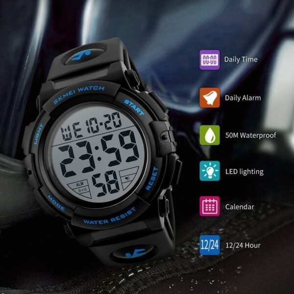 L LAVAREDO Mens Digital Watch Sports Military Watches Waterproof Outdoor Chronograph Wrist Watches for Men with LED Back Ligh/Alarm/Date - Image 3