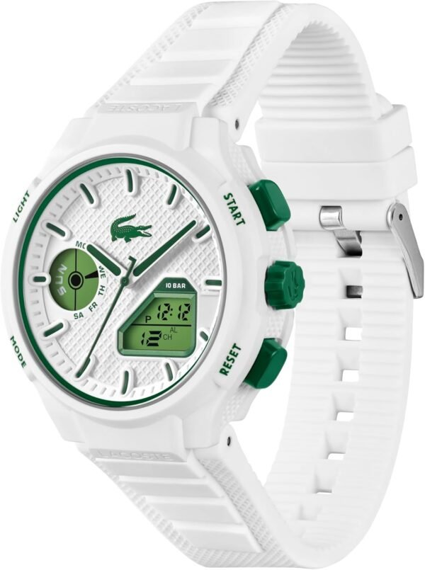 Lacoste LC33 Men's Analog and Digital Movement Watch, Silicone Strap, Water Resistant Up to 10ATM/100 Meters - Contemporary, Sporty - Premium Fashion Timepiece - Gift for Him - 45mm - Image 3