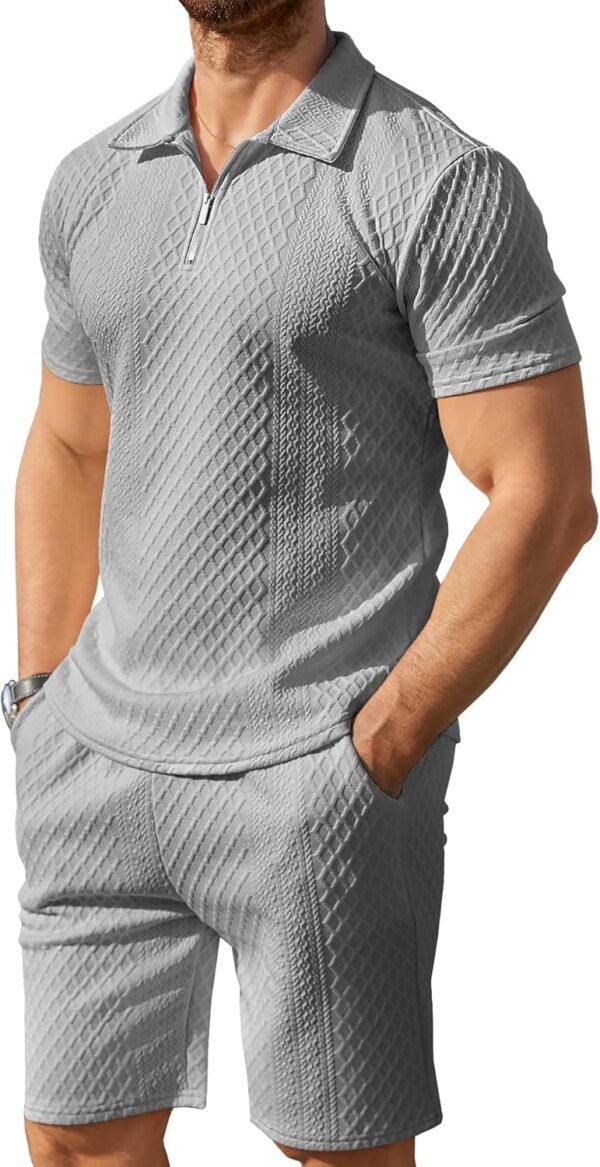 Mens 2 Piece Short Set Summer Outfits Polo Shirt and Shorts Set Tracksuits Set Short Sleeve and Shorts Set for Men