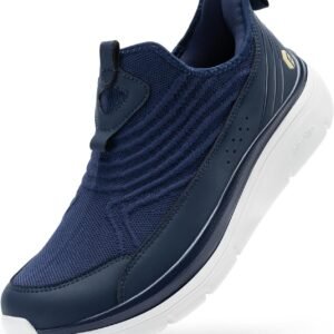 FitVille Men's Extra Wide Slip on Walking Shoes, Breathable Hands Free Slip on Sneakers, Comfortable Orthopedic Shoes for Standing All Day - Step Ease V1