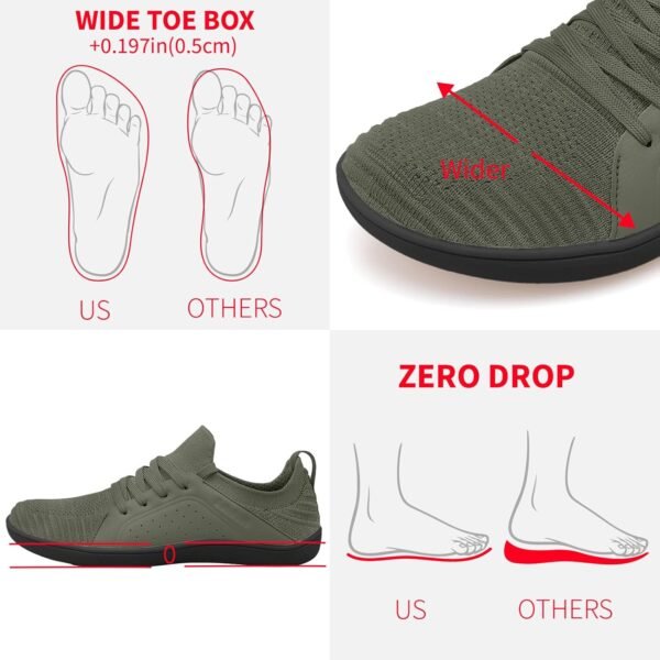relxfeet Men's Barefoot Shoes Minimalist Cross-Trainer Shoes Wide Toe Walking Shoes Zero Drop Sole Trail Running Sneakers - Image 2