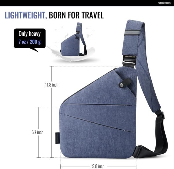 WANDER PLUS® Anti Theft Crossbody Travel Bag for Women Men, Multi-Pocket Crossbody Bag, Slim Sling Bag with Adjustable Strap - Image 5