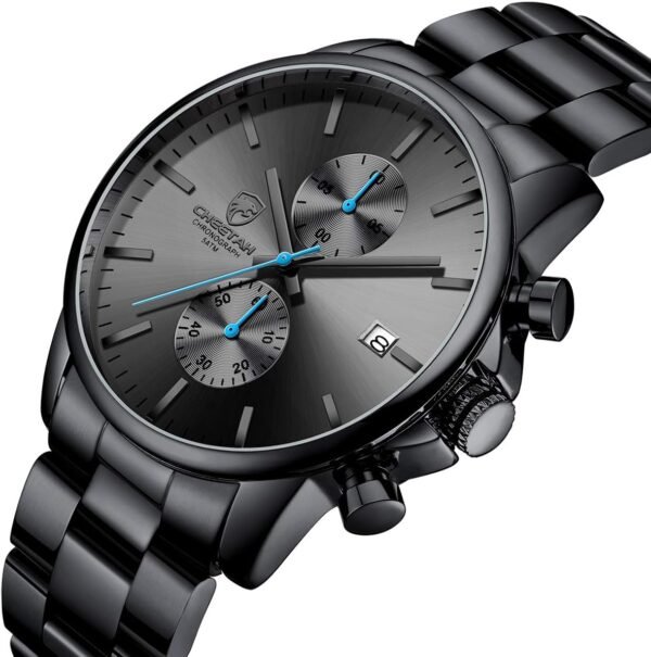 GOLDEN HOUR Fashion Business Mens Watches with Stainless Steel Waterproof Chronograph Quartz Watch for Men, Auto Date - Image 2