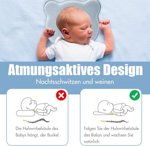 Memory Foam Baby Travel Pillow,Portable Cute Cartoon Bear Soft and Cozy Pillow, Breathable Bedding Set for Infants for Small Boys and Girls Prevent Flat Head - Image 7