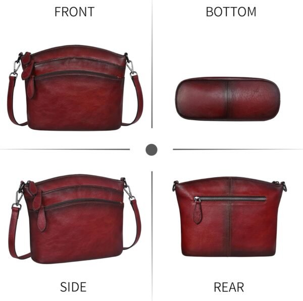 HESHE Crossbody Bags for Women Genuine Leather Purses with Multi-Pockets Vintage Ladies Small Shoulder Satchel Bag - Image 4