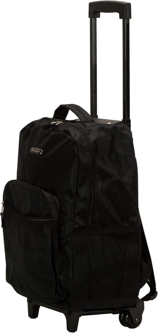 Rockland Double Handle Rolling Backpack, Black, 17-Inch - Image 3