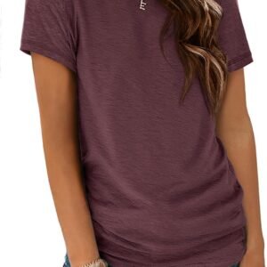ATHMILE Womens T Shirt Summer Tops Short Sleeve Fashion Basic Casual Oversized Beach Vacation Clothes 2025 Trendy