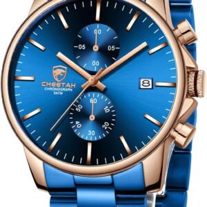 GOLDEN HOUR Fashion Business Mens Watches with Stainless Steel Waterproof Chronograph Quartz Watch for Men, Auto Date