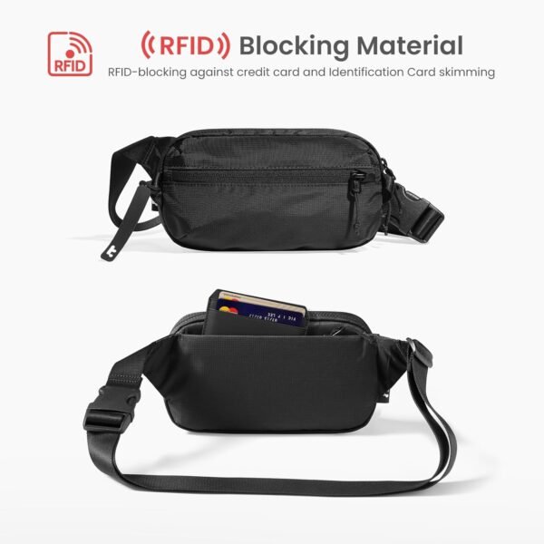 tomtoc 1.5L Sling Bag with RFID Blocking, Crossbody Bag Minimalist Chest Shoulder Pack for Men and Women, Water-resistant Lightweight Casual Waist Fanny Pack for Travel, Daily Use - Image 4