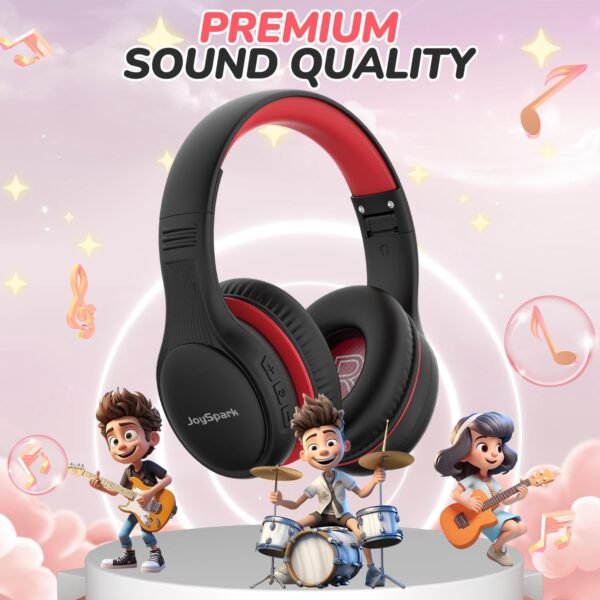 Kids Bluetooth Headphones, 60 Hours Playtime, Bluetooth 5.4 Kids Headphones Wireless, Type-C Fast Charging, 85/94dB Volume Limited, Foldable Toddler Wireless Headsets with Mic-Black Red - Image 4