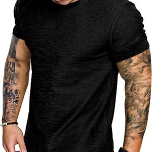Fashion Mens T Shirt Muscle Gym Workout Athletic Shirt Cotton Tee Shirt Top