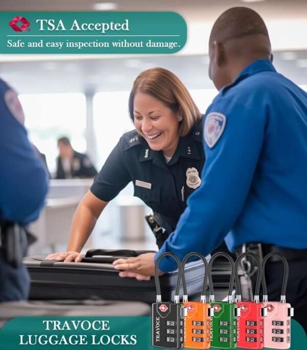Search Alert TSA Approved Travel Combination Luggage Cable Locks for Suitcase, Gym Locker,Toolbox,Backpack 1,2,4,6 &10 pk - Image 2