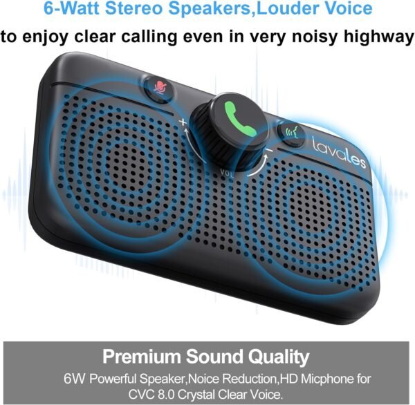 Bluetooth 5.3 Car Speaker, Handsfree Cell Phone Automobile Speakerphones, Support Siri Google Voice Assistant/Motion AUTO ON, Bluetooth Visor Speakerphone Wireless Car kit - Image 6