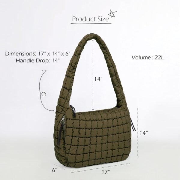 ODODOS Quilted Carryall Tote Bag for Women Crossbody Large Hobo Lightweight Padding Shoulder Bag - Image 6