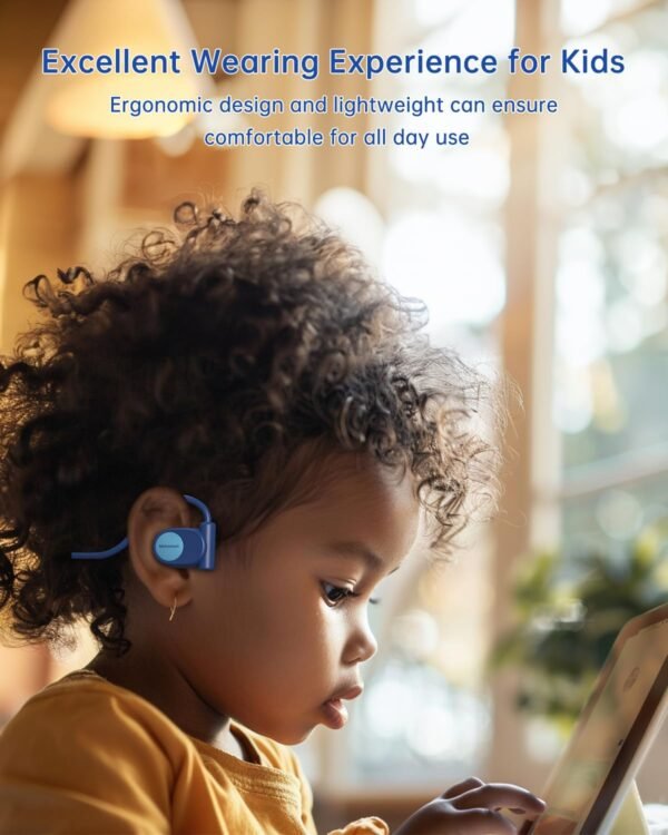 Kid Headphones for School, Air Conduction Open Ear Headphones, 3.5mm Jack Wired Cord, Ultra-Comfort, Ergonomic and Lightweight Design Perfect for School and Outdoor Activities-Blue - Image 3