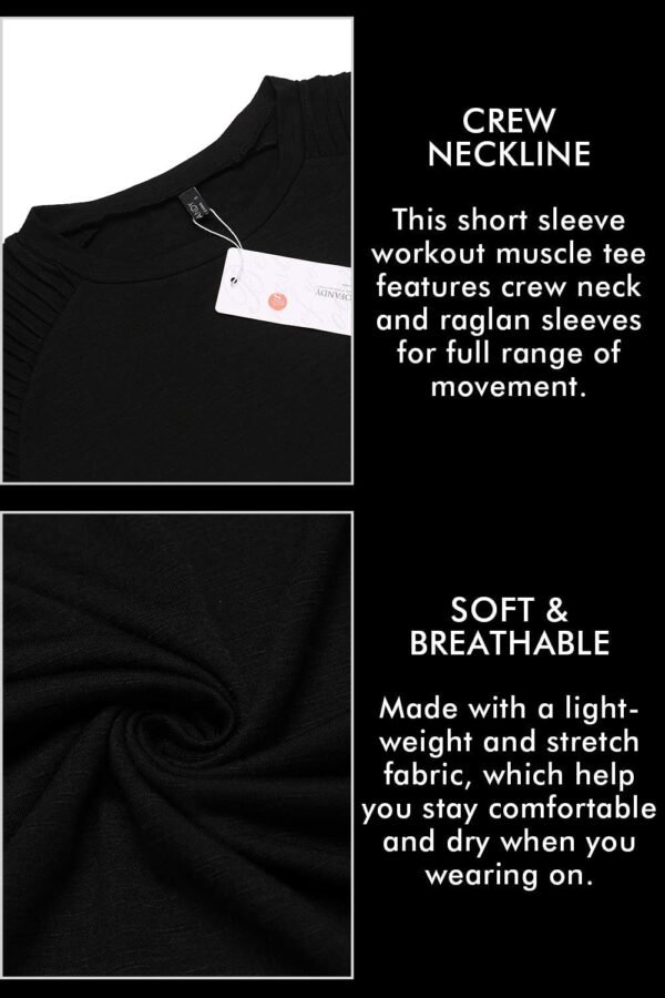 COOFANDY Men's Muscle T-Shirt Pleated Raglan Sleeve Bodybuilding Gym Tee Short Sleeve Fashion Workout Shirts Hipster Shirt - Image 6