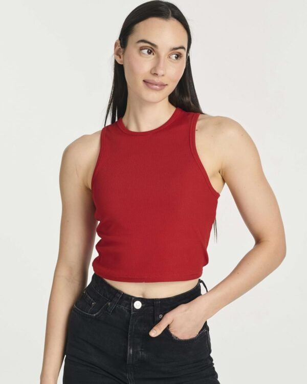 Real Essentials 5 Pack: Women's Ribbed Sleeveless Cropped Racerback Tank Top Casual Crop Top - Image 2
