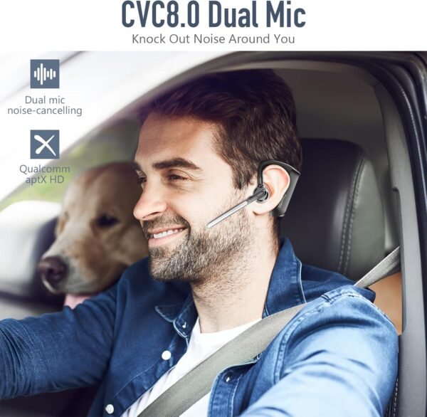 Conambo Bluetooth Headset V5.1 with CVC 8.0 and ENC Noise Reduction Technology, K21 Headset Bluetooth with Microphone Business/Office/Driving - Compatible with iPhone and Android, 18-Hour Talk - Image 2
