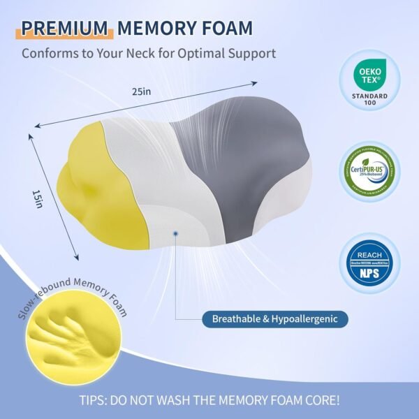 Warmstar Cervical Neck Pillow for Pain Relief, Ergonomic Memory Foam Neck Pillow for Sleeping, Slow Rebound Cooling Contoured Neck Support Pillow for Side Back Stomach Sleepers with Pillowcase - Image 4