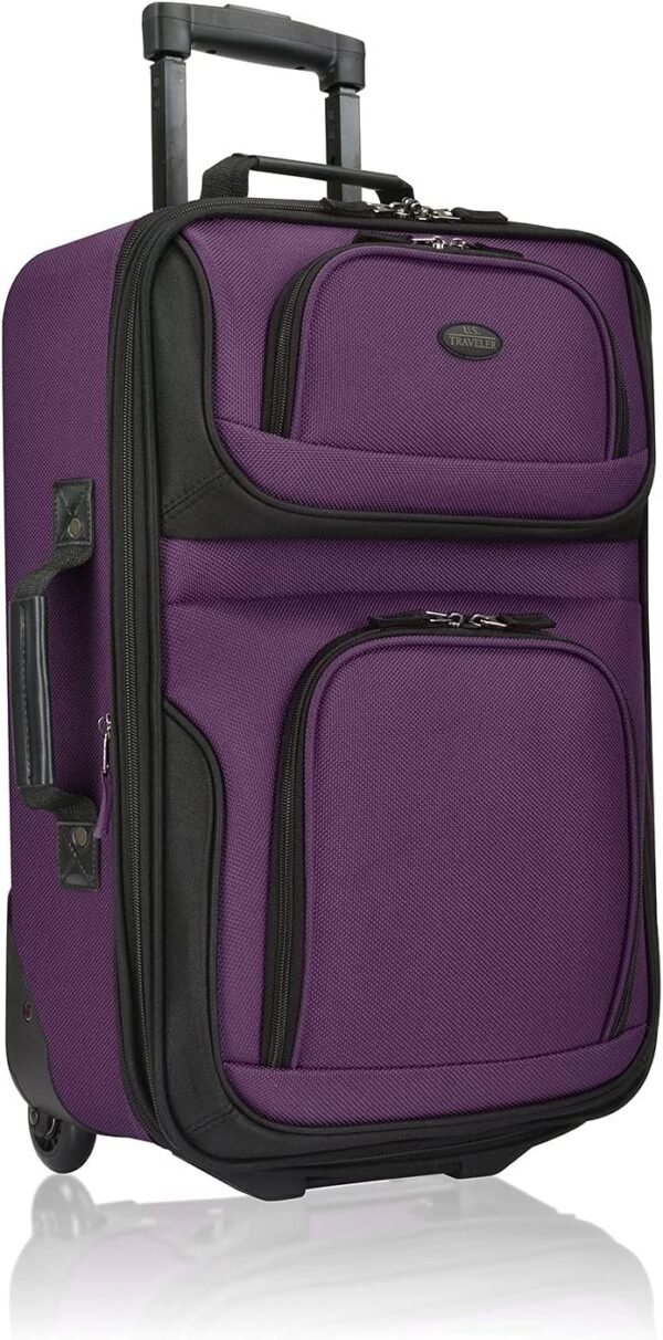U.S. Traveler Rio Rugged Fabric Expandable Carry-on Luggage, Purple, Set - Image 3
