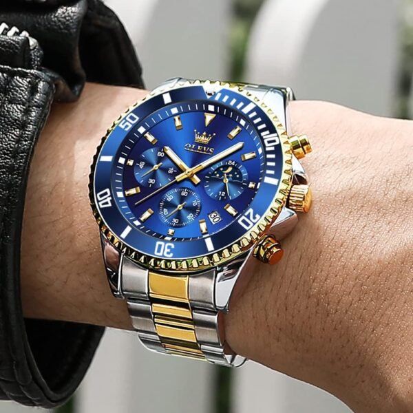 OLEVS Mens Watches Big Face Stainless Steel Waterproof Date Analog Quartz Watches Fashion BusinessWrist Watches for Men… - Image 4