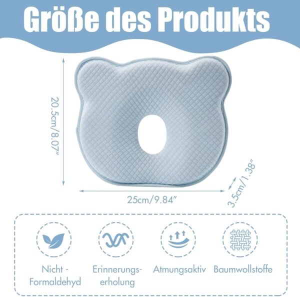 Memory Foam Baby Travel Pillow,Portable Cute Cartoon Bear Soft and Cozy Pillow, Breathable Bedding Set for Infants for Small Boys and Girls Prevent Flat Head - Image 2