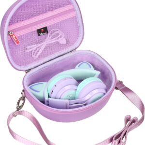 Mchoi Hard Case Suitable for Riwbox CT-7 Pink/for Jack CT-7S Cat Green 3.5mm/ for iClever IC-HS01 Bluetooth Wireless Over-Ear Headphones Headset for Kids Travel Protective Case, Purple, Case Only