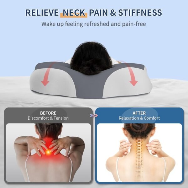 Warmstar Cervical Neck Pillow for Pain Relief, Ergonomic Memory Foam Neck Pillow for Sleeping, Slow Rebound Cooling Contoured Neck Support Pillow for Side Back Stomach Sleepers with Pillowcase - Image 2