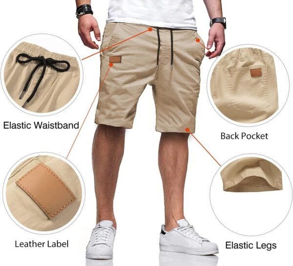 JMIERR Mens Casual Shorts - Cotton Drawstring Summer Beach Stretch Twill Chino Golf Shorts - Image 3