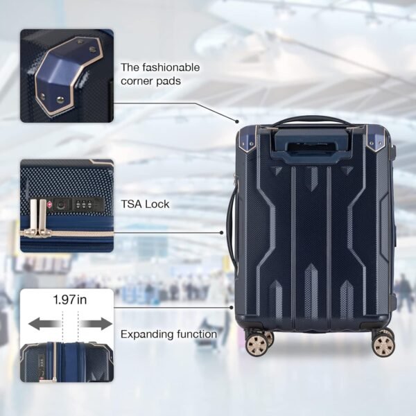 LEGEND WALKER SPATHA Hardside Expandable Luggage, Carry-On, 21-inch, Navy, 5109-46-NV - Image 4