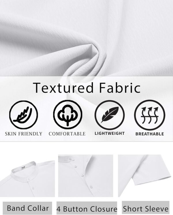 COOFANDY Men's Henley Shirt Short Sleeve Casual T-Shirt Summer Beach Hippie Henley Tee Shirt - Image 5