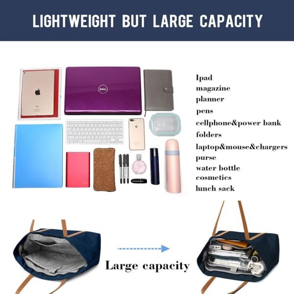 BUG Lightweight Women Laptop Tote Bag for Work, Casual Handbag for Travel Beach College Teacher - Image 3
