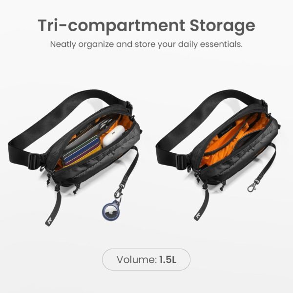 tomtoc 1.5L Sling Bag with RFID Blocking, Crossbody Bag Minimalist Chest Shoulder Pack for Men and Women, Water-resistant Lightweight Casual Waist Fanny Pack for Travel, Daily Use - Image 3