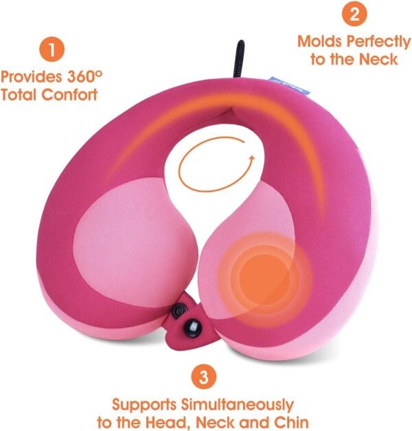 INFANZIA Kids Chin Supporting Travel Neck Pillow, Helps Support Head and Neck, Comfortably Designed for Head, Neck, and Chin Support - Gifts for Toddler/Child/Kids, Pink - Image 4