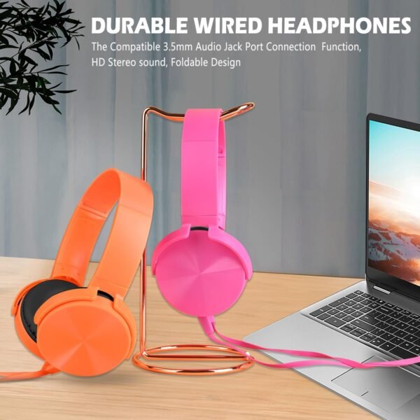 Kids Headphones 2 Pack for School Classroom K-12, Durable Wired Student Computer Online Learning Headset for Laptop Library Airplane and Travel (Pink+Orange) - Image 7