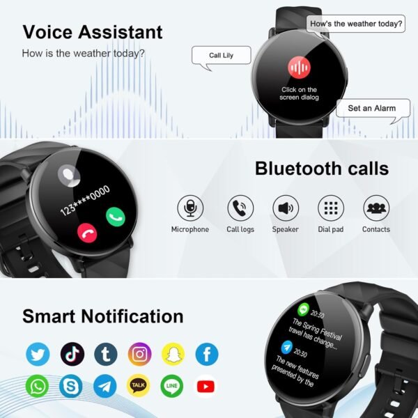 Smart Watch for Men Women with Call Text Reminder, Smartwatch 1.39" Touch Screen, Fitness Watch with Heart Rate/Sleep/Steps/Calories Monitor, 112+ Sport Mode, IP68 Waterproof Activity Trackers - Image 2