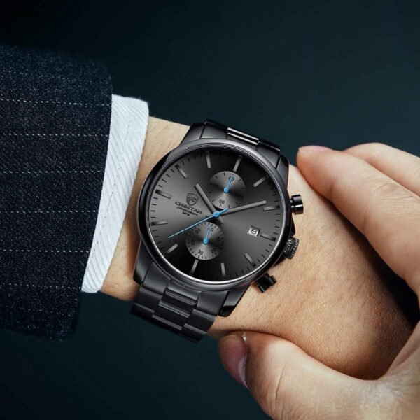 GOLDEN HOUR Fashion Business Mens Watches with Stainless Steel Waterproof Chronograph Quartz Watch for Men, Auto Date - Image 6