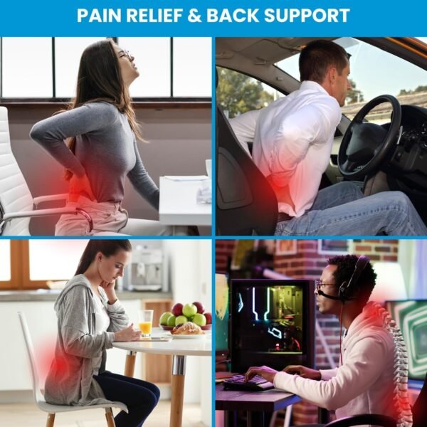 QUTOOL Lumbar Support Pillow for Office Chair,Office Home Essentials,Back Support Pillow for Car, Chair Cushions,Back Pain Relief Improve Posture,Mesh Cover Double Adjustable Straps - Image 2
