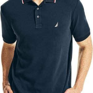 Nautica Men's Classic Fit Short Sleeve Dual Tipped Collar Polo Shirt