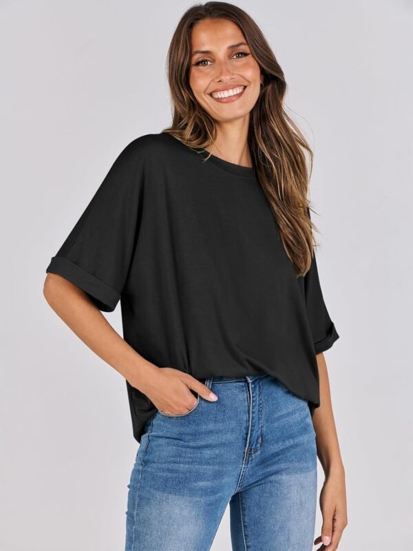 ANRABESS Womens Oversized T-Shirts Summer Casual Short Sleeve Crewneck Loose Fit Basic Tee Top - Image 8